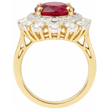Beautiful Red Oval Shape Ruby With Natural Earth Mined Diamond Ring 7 Carats Yellow Gold