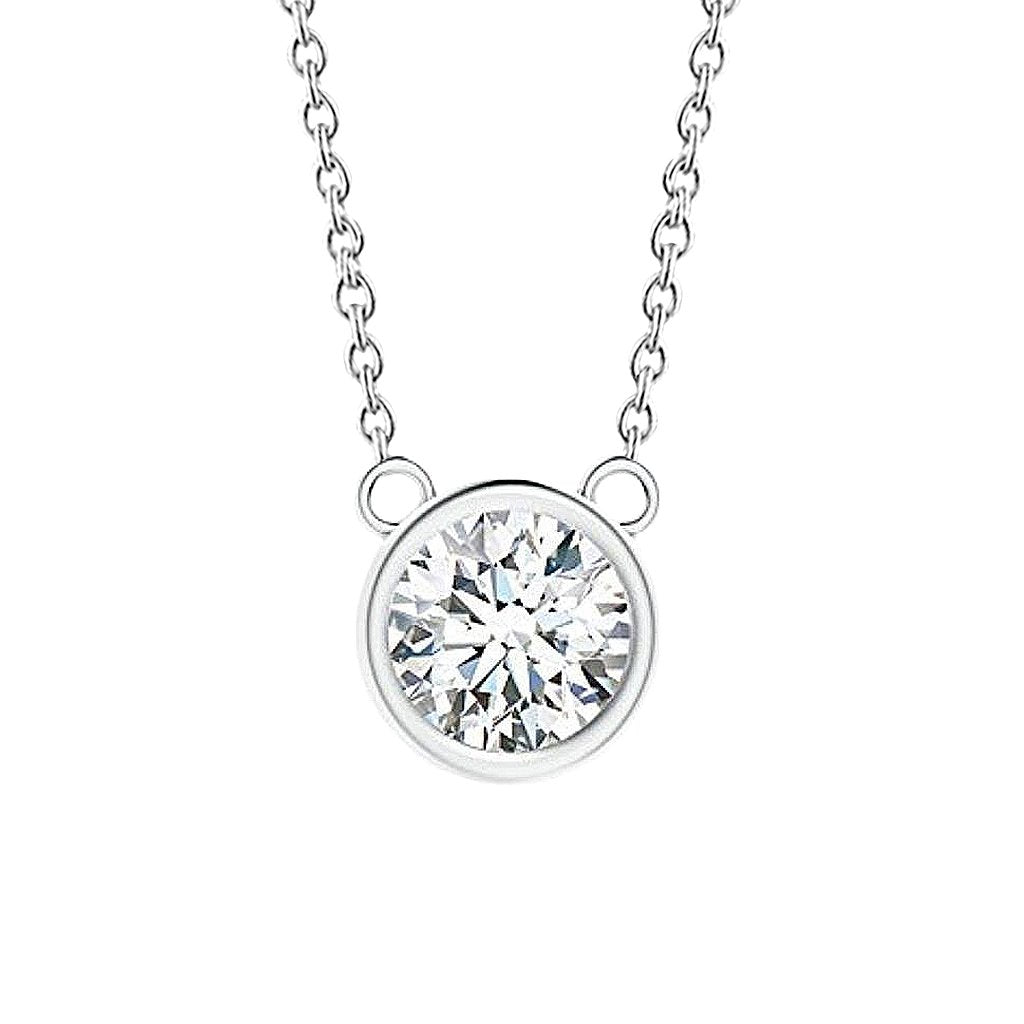 Beautiful Round Cut Solitaire Genuine Diamond Pendant 1 Carat White Gold 14K