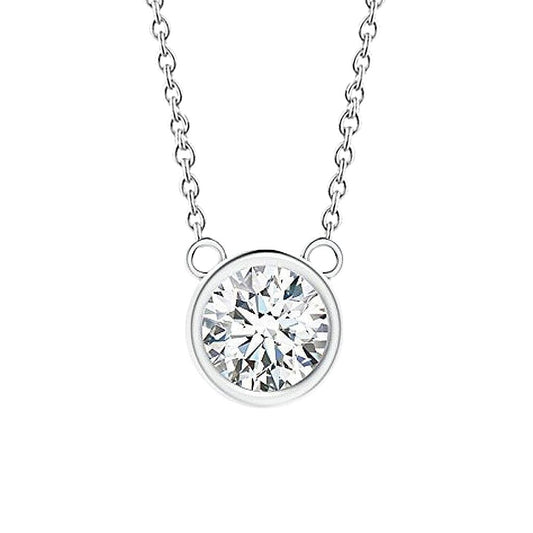 Beautiful Round Cut Solitaire Genuine Diamond Pendant 1 Carat White Gold 14K