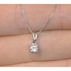 Beautiful Round Natural Diamond Necklace Pendant 1 Carat White Gold Jewelry