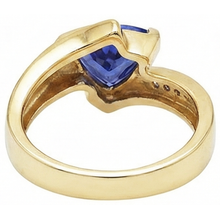 Beautiful Tanzanite Trillion Natural Earth Mined DIAMOND ( NOT LAB GROWN )s Yellow Gold Ring 1.95 Carats