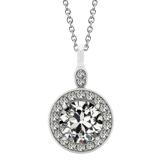 Fine Diamond Old Mine Cut Halo in 14K White Gold – main view