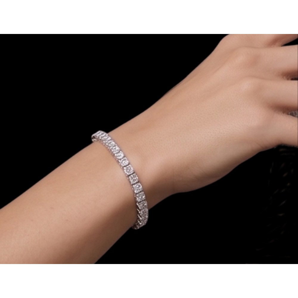 Beautiful Lab Grown Tennis Bracelet 5 Carat White Gold 14K