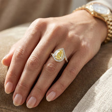 Bespoke Canary Yellow Diamond Halo Engagement Ring 2 ct – 14K