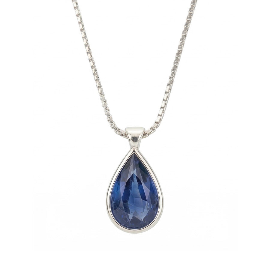 Bezel Cornflower Blue Sapphire Pendant For Men