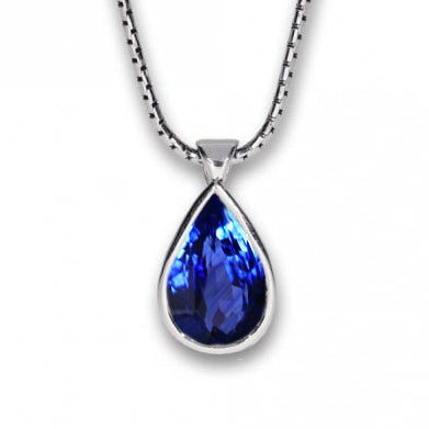 Bezel Cornflower Blue Sapphire Pendant For Men