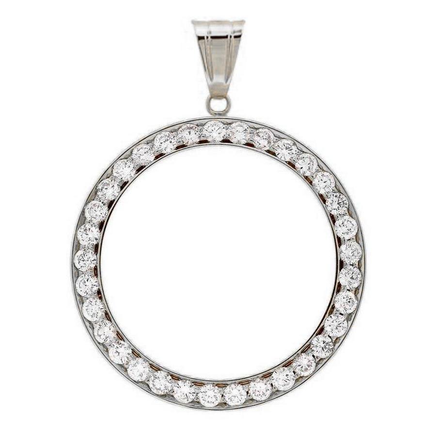 Bezel Half Dollar Real Diamond Pendant Gold 2 Carats (Coin not included)