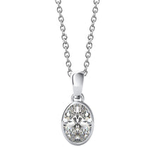 Bezel Set 3 Ct Oval Cut Genuine Solitaire Diamond Pendant Necklace White Gold