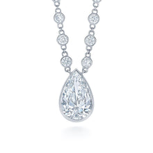 Bezel Set 3.50 Carats Genuine Diamond Pendant Necklace White Gold 14K