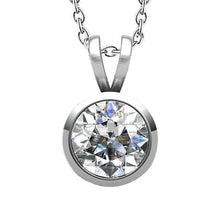 Bezel Set 4 Ct Round Brilliant Cut Real Diamond Pendant Necklace