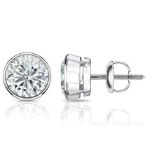 Bezel Set 4.50 Carats Round Real Diamonds Stud Earrings White Gold 14K