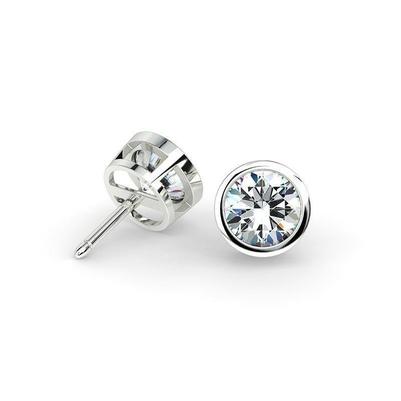 Bezel Set 4.50 Carats Sparkling Round Cut Genuine Diamond Stud Earrings