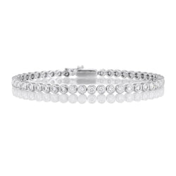 Bezel Set 5.40 Carats Natural Round Cut Diamond Bracelet White Gold 14K