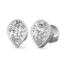 Bezel Set 5.50 Carats Pear Cut Genuine Diamonds Studs Earrings Gold White