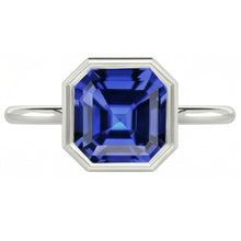 Bezel Set Asscher Sapphire Ring For Women