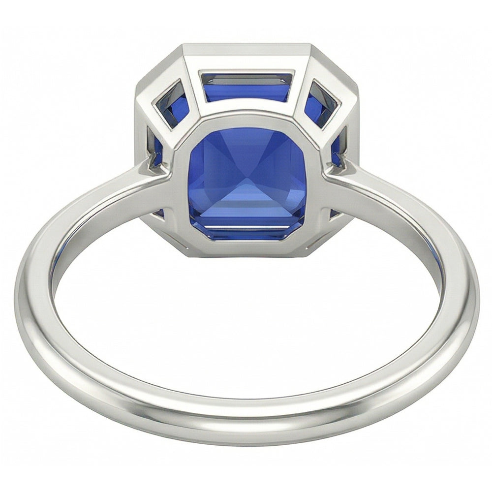 Bezel Set Asscher Sapphire Ring For Women