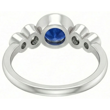 Bezel Set Ceylon Sapphire And Natural Earth Mined DIAMOND ( NOT LAB GROWN ) Ring White Gold 14K 2.70 Ct