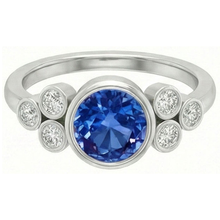 Bezel Set Ceylon Sapphire And Natural Earth Mined DIAMOND ( NOT LAB GROWN ) Ring White Gold 14K 2.70 Ct