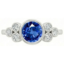 Bezel Set Ceylon Sapphire And Natural Earth Mined DIAMOND ( NOT LAB GROWN ) Ring White Gold 14K 2.70 Ct