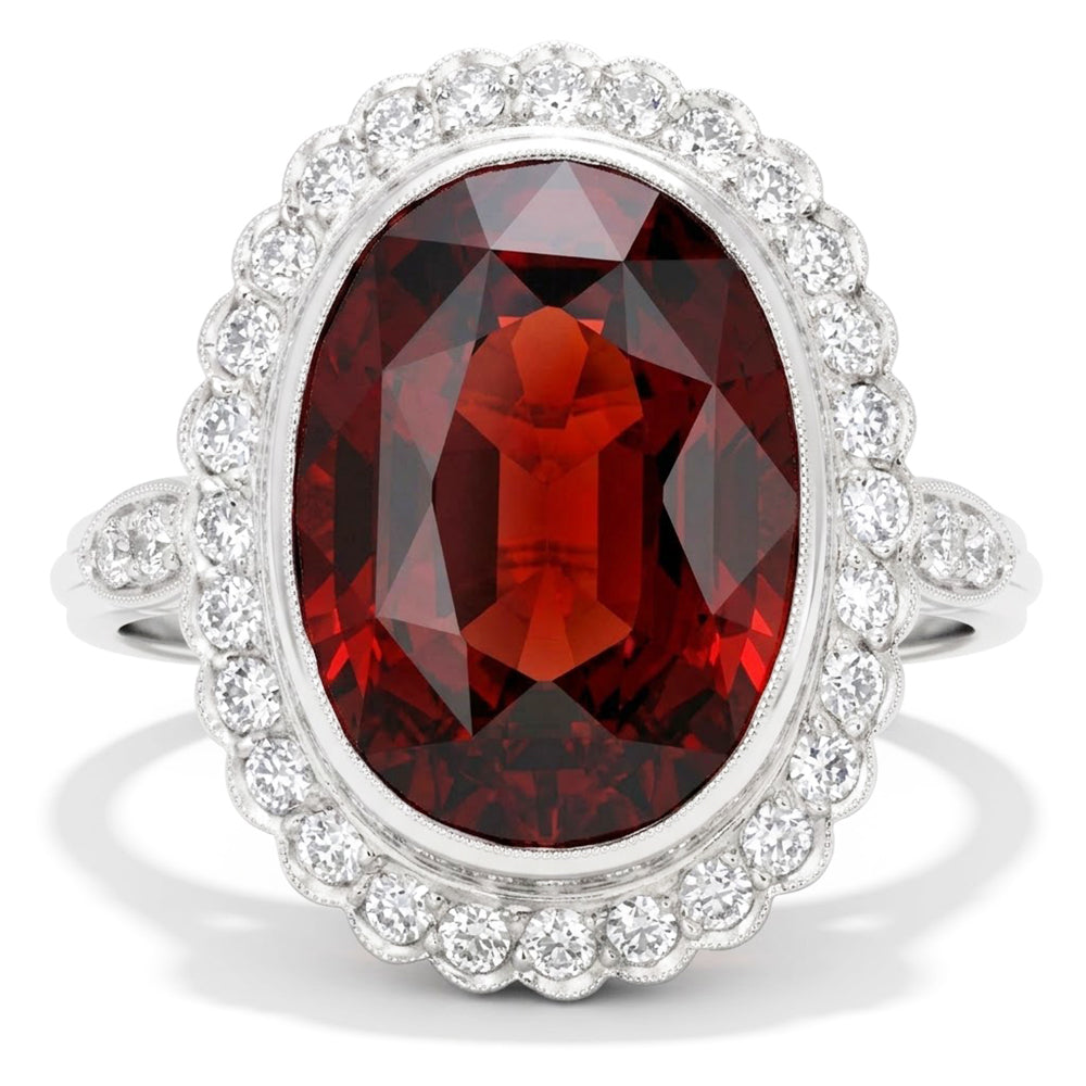 Bezel Set Garnet With Natural Earth Mined Diamonds 18.75 Cts Wedding Ring White Gold 14K