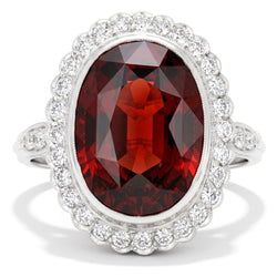 Bezel Set Garnet With Natural Earth Mined Diamonds 18.75 Cts Wedding Ring White Gold 14K