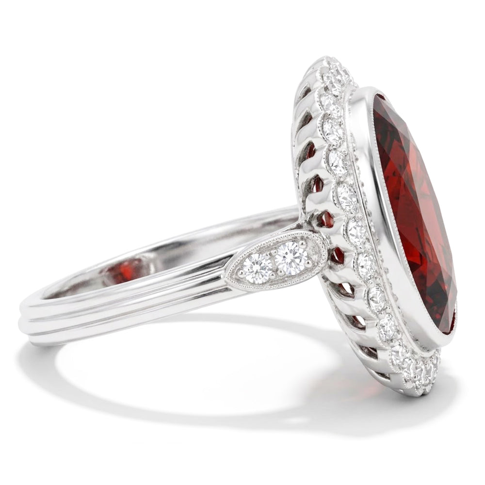 Bezel Set Garnet With Natural Earth Mined Diamonds 18.75 Cts Wedding Ring White Gold 14K