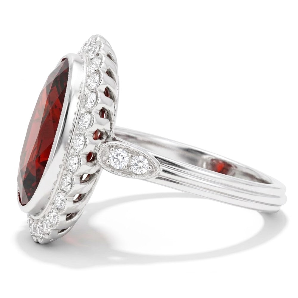 Bezel Set Garnet With Natural Earth Mined Diamonds 18.75 Cts Wedding Ring White Gold 14K