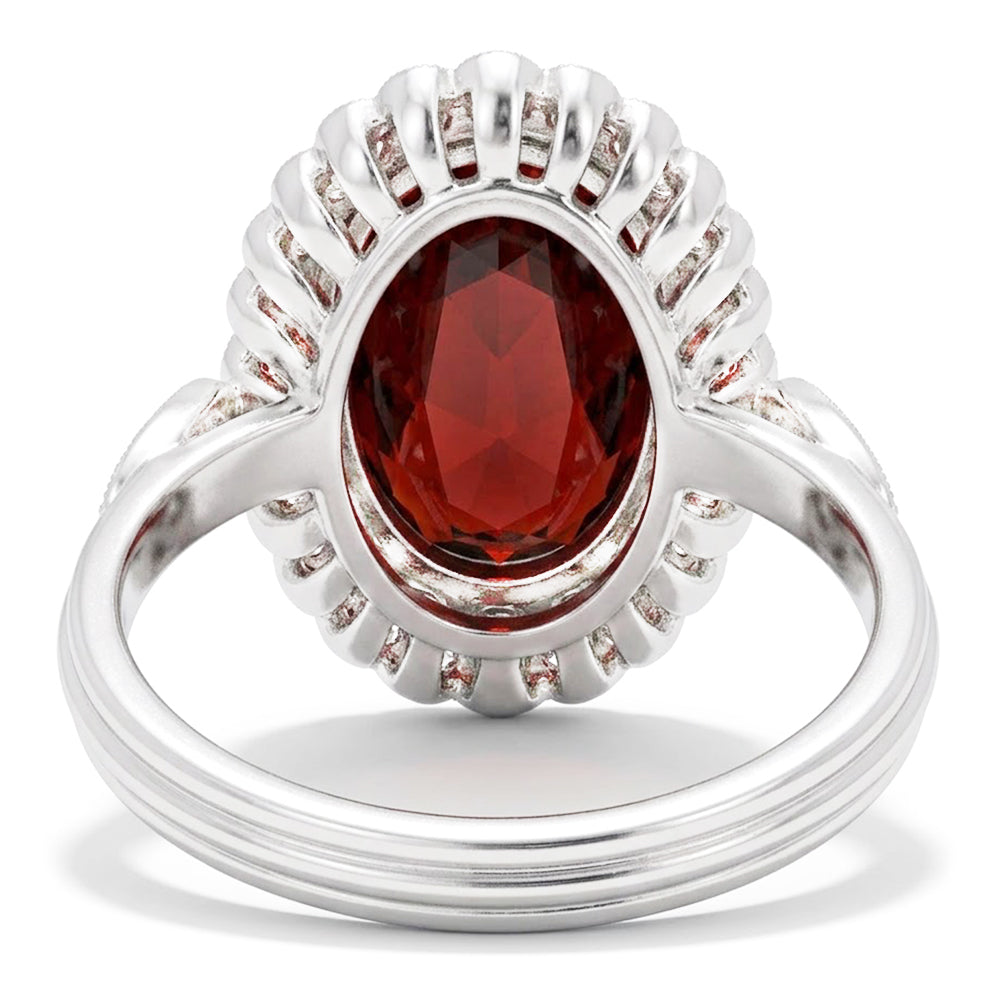 Bezel Set Garnet With Natural Earth Mined Diamonds 18.75 Cts Wedding Ring White Gold 14K