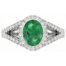 Bezel Set Green Emerald And Natural Earth Mined Diamonds 4.25 Ct Anniversary Ring White Gold
