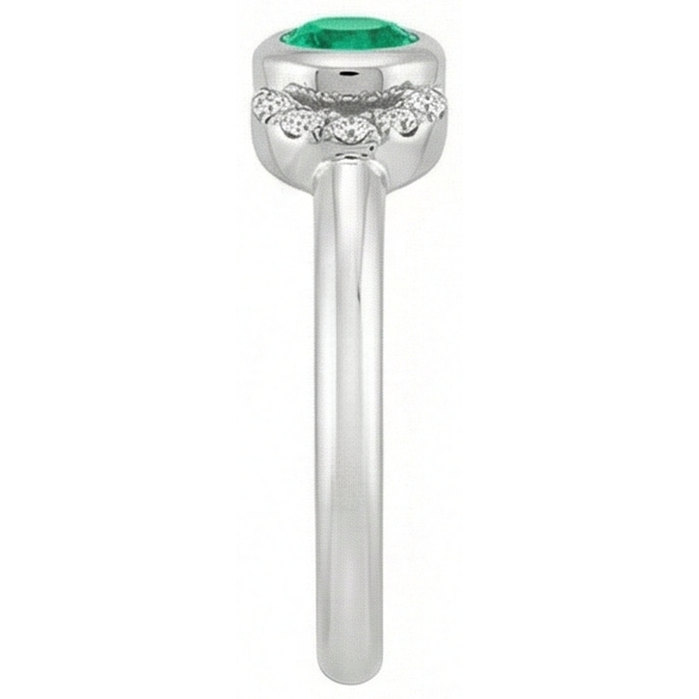 Genuine Fine Emerald Precious Stone Ring 1 ct 14K White Gold – top view