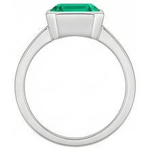 Fine Emerald Asscher Precious Stone Ring in 14K White Gold – top view