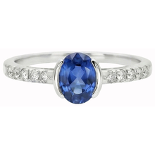 Bezel Set Oval Sri Lanka Blue Sapphire Natural Earth Mined DIAMOND ( NOT LAB GROWN ) Ring 1.40 Ct