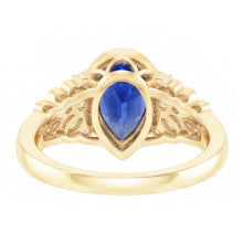 Bezel Set Pear Ceylon Sapphire & Natural Earth Mined Diamond Ring Yellow Gold 4.75 Carats