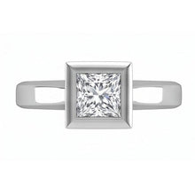 Bezel Set Princess Cut 1.50 Ct Solitaire Natural Earth Mined Diamond Wedding Ring