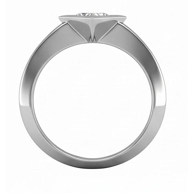 Bezel Set Princess Cut 1.50 Ct Solitaire Natural Earth Mined Diamond Wedding Ring