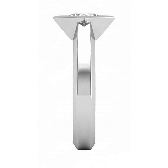 Bezel Set Princess Cut 1.50 Ct Solitaire Natural Earth Mined Diamond Wedding Ring