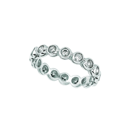Bezel Set Real Diamond Eternity Band 1.60 Carats 14K White Gold Jewelry