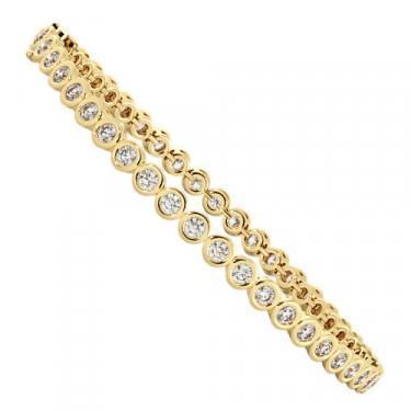 Bezel Set Round Cut 6.75 Carats Natural Diamonds Tennis Bracelet YG