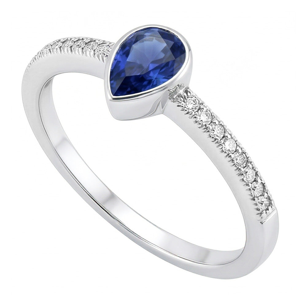 Bezel-Set Royal Blue Sapphire Gemstone Ring 1 ct – 14 Karat