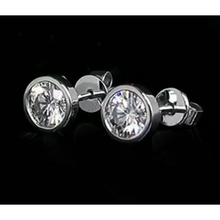 Bezel Set Solitaire 1 Carat Round Diamond Stud Earrings Fine Jewelry