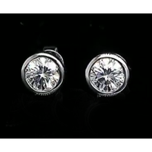 Bezel Set Solitaire 1 Carat Round Natural Earth Mined Diamond Stud Earrings Fine Jewellery