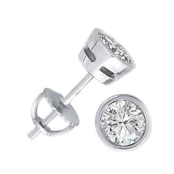 Bezel Set Solitaire 2 Carats Natural Diamond Stud Earrings Women Jewelry