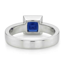 Bezel Set Solitaire Mens Ring Princess Ceylon Sapphire 5 Ct White Gold