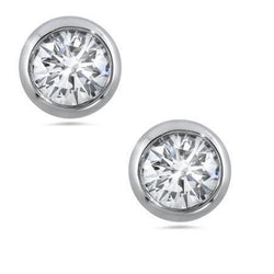 Bezel Set Sparkling Round Cut 2.20 Ct Real Diamonds Lady Studs Earring