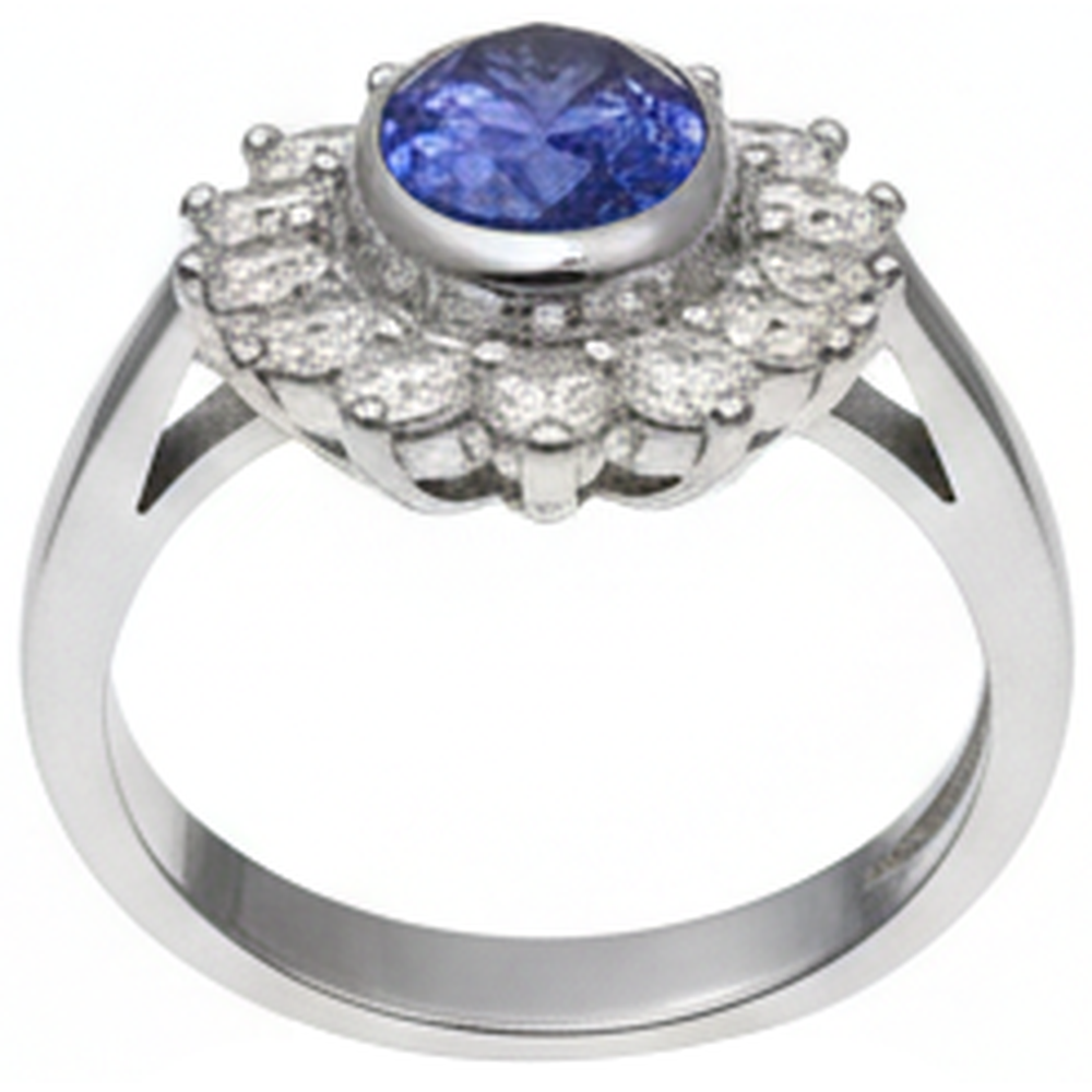 Bezel Set Tanzanite Oval Natural Earth Mined DIAMOND ( NOT LAB GROWN ) 3.30 Carats Ring White Gold