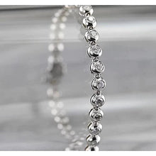 Bezel Set Tennis Bracelet 5 Carats Real Diamond White Gold 14K