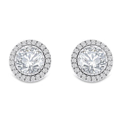 Bezel Set Women Stud Earrings 3.70 Carats Real Diamonds Gold White 14K