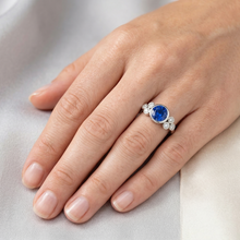 Bezel Set Ceylon Sapphire And Natural Earth Mined DIAMOND ( NOT LAB GROWN ) Ring White Gold 14K 2.70 Ct