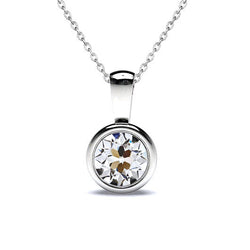 Bezel Set Drop Pendant – Brilliant Diamond 1 ct 14K White Gold