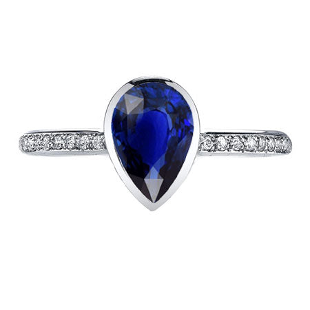 Natural Cornflower Blue Sapphire Precious Stone Ring 2.50 ct 14 Karat White Gold – main view